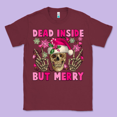 Dead Inside But Merry Pink Christmas Skeleton Classic Tee Designed By Nancycooperartshop