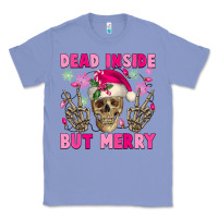 Colony Blue Dead inside but merry pink Christmas skeleton Classic Tee - NancyCooperArtShop