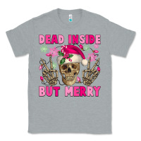 Heather Grey Dead inside but merry pink Christmas skeleton Classic Tee - NancyCooperArtShop