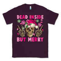 Plum Dead inside but merry pink Christmas skeleton Classic Tee - NancyCooperArtShop
