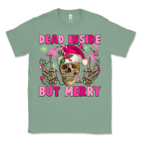 Sage Dead inside but merry pink Christmas skeleton Classic Tee - NancyCooperArtShop