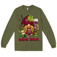 Army Green vine diva  gnome Long Sleeve Tee - BarkalooDesign