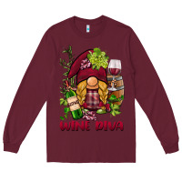 Burgundy vine diva  gnome Long Sleeve Tee - BarkalooDesign