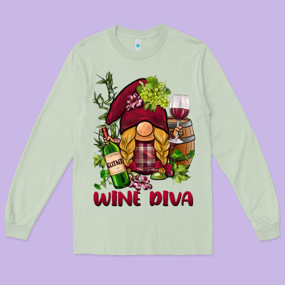 Vine Diva  Gnome Long Sleeve Tee Designed By Barkaloodesign