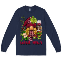 Navy vine diva  gnome Long Sleeve Tee - BarkalooDesign