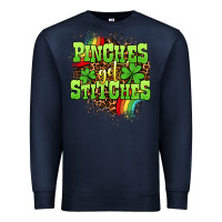 Navy St. Patrick's Day Pinches get stitches Premium Sweatshirt - OliviaCreatesArt