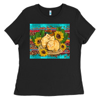 Black western chicks coop animals sunflowers cactus serape leopard turquoise Ladies Tee - Artiststas