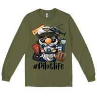 Army Green pilot life gnome Long Sleeve Tee - BarkalooDesign