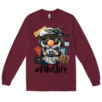 Burgundy pilot life gnome Long Sleeve Tee - BarkalooDesign