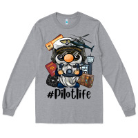 Heather Grey pilot life gnome Long Sleeve Tee - BarkalooDesign