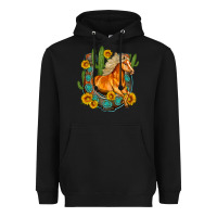 Black western horse cactus sunflowers horseshoe Heavyweight Hoodie - OliviaCreatesArt