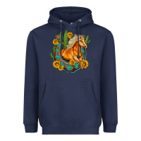 Navy western horse cactus sunflowers horseshoe Heavyweight Hoodie - OliviaCreatesArt