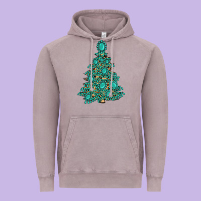 Christmas Tree With Gemstones Vintage Hoodie Designed By Maliassmallbusiness