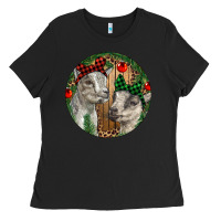 Black Baby Goats Christmas Ladies Tee - RanaPortraitStore