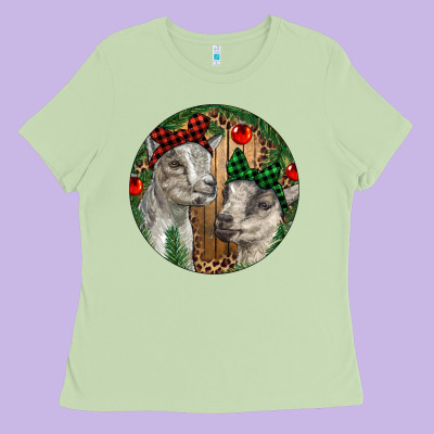 Baby Goats Christmas Ladies Tee Designed By Ranaportraitstore