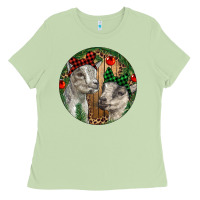 Matcha Baby Goats Christmas Ladies Tee - RanaPortraitStore