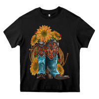 Black western boots with sunflowers Heavy Core Tee - Artiststas