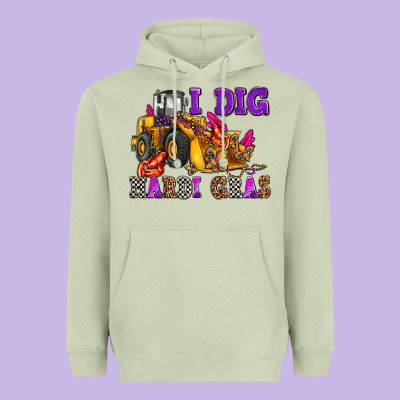 I Dig Mardi Gras Olivia Heavyweight Hoodie Designed By Oliviacreatesart