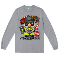 Heather Grey truck driver life gnome Long Sleeve Tee - BarkalooDesign