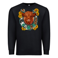 Black western leopard cowhide cow horseshoe Premium Sweatshirt - OliviaCreatesArt