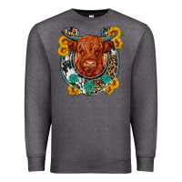 Charcoal Heather western leopard cowhide cow horseshoe Premium Sweatshirt - OliviaCreatesArt