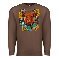 Chestnut western leopard cowhide cow horseshoe Premium Sweatshirt - OliviaCreatesArt