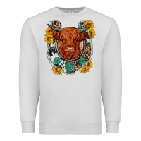 Dove Grey western leopard cowhide cow horseshoe Premium Sweatshirt - OliviaCreatesArt