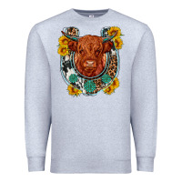 Heather Grey western leopard cowhide cow horseshoe Premium Sweatshirt - OliviaCreatesArt