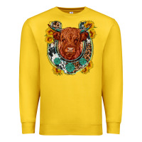 Lemon western leopard cowhide cow horseshoe Premium Sweatshirt - OliviaCreatesArt
