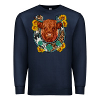 Navy western leopard cowhide cow horseshoe Premium Sweatshirt - OliviaCreatesArt