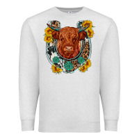 Oatmeal Heather western leopard cowhide cow horseshoe Premium Sweatshirt - OliviaCreatesArt