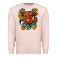 Pale Pink western leopard cowhide cow horseshoe Premium Sweatshirt - OliviaCreatesArt