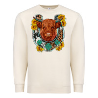 Sandshell western leopard cowhide cow horseshoe Premium Sweatshirt - OliviaCreatesArt