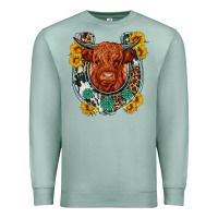 Seafoam western leopard cowhide cow horseshoe Premium Sweatshirt - OliviaCreatesArt