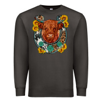 Smoke western leopard cowhide cow horseshoe Premium Sweatshirt - OliviaCreatesArt