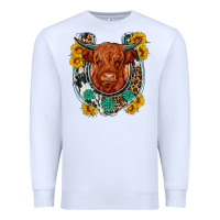 White western leopard cowhide cow horseshoe Premium Sweatshirt - OliviaCreatesArt