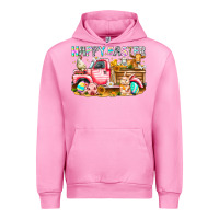 Fuchsia Pink Happy Easter Animal Farm Truck Urban Hoodie - CowhideDigitalArt
