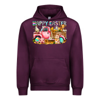 Mauve Wine Happy Easter Animal Farm Truck Urban Hoodie - CowhideDigitalArt