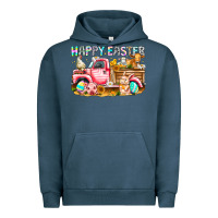 Pigment Midnight Navy Happy Easter Animal Farm Truck Urban Hoodie - CowhideDigitalArt