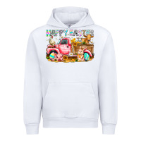 White Happy Easter Animal Farm Truck Urban Hoodie - CowhideDigitalArt