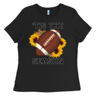 Black tis the season football sunflower Ladies Tee - AdoDesignShop