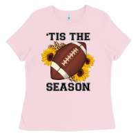 Bubblegum Pink tis the season football sunflower Ladies Tee - AdoDesignShop