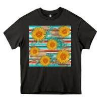 Asphalt sunflower wood serape  leather seamless Heavy Core Tee - AdoDesignShop