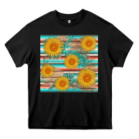 Black sunflower wood serape  leather seamless Heavy Core Tee - AdoDesignShop