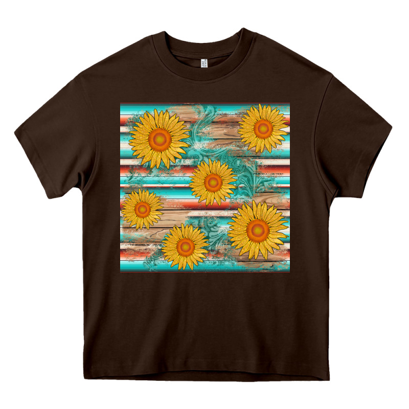 Sunflower Wood Serape  Leather Seamless Heavy Core Tee by AdoDesignShop | Teevron