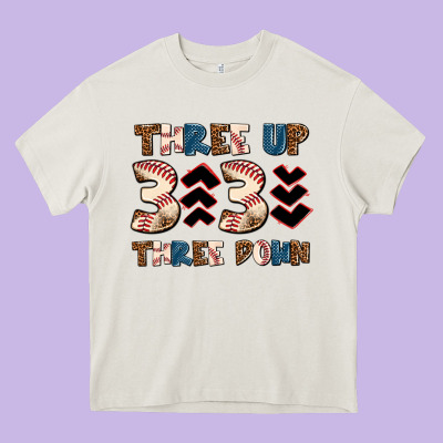Three Up Three Down Heavy Core Tee Designed By Adodesignshop