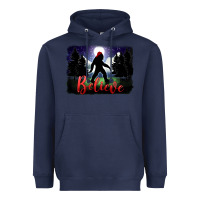 Navy bigfoot believe christmas Heavyweight Hoodie - FaDigitalArtStudio