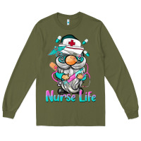Army Green nurse life  gnome Long Sleeve Tee - BarkalooDesign