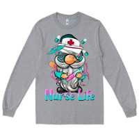 Heather Grey nurse life  gnome Long Sleeve Tee - BarkalooDesign