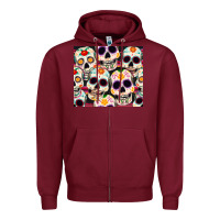 Burgundy cinco de mayo skull Zipper Hoodie - CowGirlArtShop
